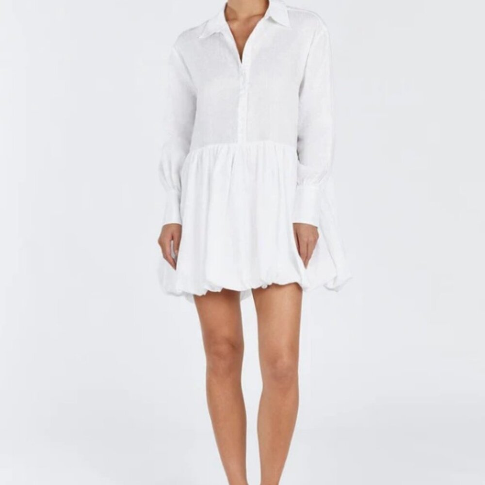 DISSH VIOLET WHITE LINEN MINI DRESS - Size 4US - NWT